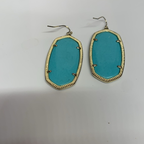 Turquoise Color and Gold Tone Drop Earrings - Picture 4 of 7
